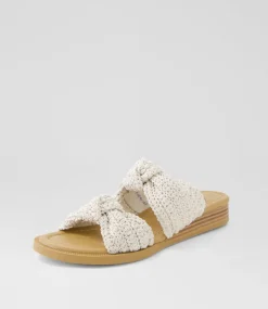 Women BLOWFISH Slides|Flats-Ashland Off White Fabric Slides