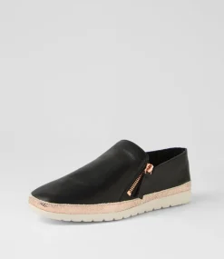Women DIANA FERRARI Flats-Ashli Black Rose Metallic Mix Flat Shoes