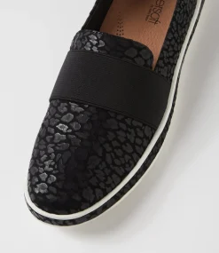 Women SUPERSOFT Loafers|Sneakers-Ask Black Leopard Print Suede Sneakers