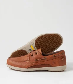 COLORADO Casuals-Askit Cognac Tumble Leather Boat Shoes