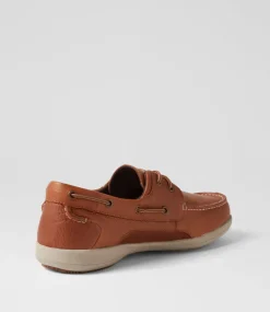 COLORADO Casuals-Askit Cognac Tumble Leather Boat Shoes