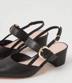 Women TOP END Heels-Asten Black Leather Pump Heels