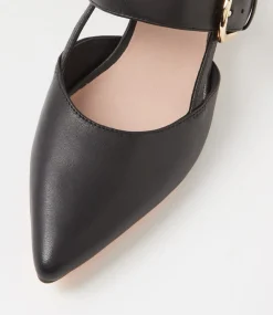 Women TOP END Heels-Asten Black Leather Pump Heels