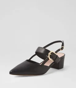 Women TOP END Heels-Asten Black Leather Pump Heels