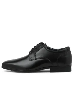 COLORADO CRAFTSMAN Dress Shoes-Astral Black Leather Lace Up Flats