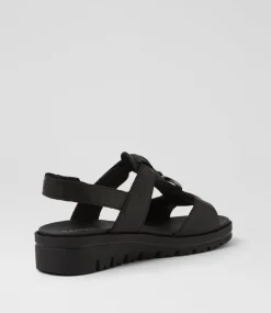 Women SUPERSOFT Comfort|Sandals-Athleen Black Leather Sandals