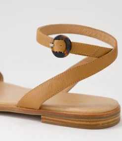 Women DIANA FERRARI Flats|Sandals-Atilly Lrg Dark Tan Leather Sandals