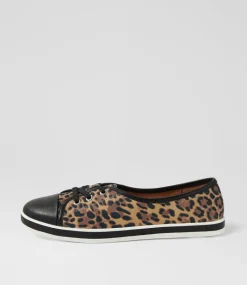 Women SUPERSOFT Comfort|Sneakers-Augusts Black Tan Leopard Leather Suede Sneakers