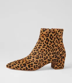 Women TOP END Boots-Aulima Leopard Pony Ankle Boots