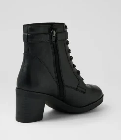 Women SUPERSOFT Boots|Comfort-Avva Black Leather Lace Up Boots