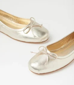Women TOP END Flats-Aydas Pale Gold Leather Ballet Flats