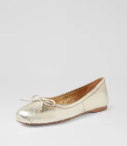 Women TOP END Flats-Aydas Pale Gold Leather Ballet Flats