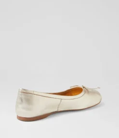 Women TOP END Flats-Aydas Pale Gold Leather Ballet Flats