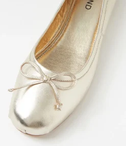 Women TOP END Flats-Aydas Pale Gold Leather Ballet Flats