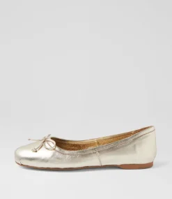 Women TOP END Flats-Aydas Pale Gold Leather Ballet Flats