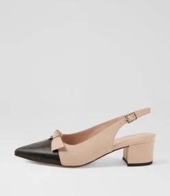 Women TOP END Heels-Aymay Black Nude Leather Heels