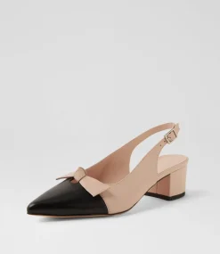 Women TOP END Heels-Aymay Black Nude Leather Heels