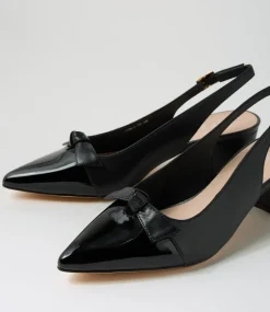 Women TOP END Heels-Aymay Black Patent Leather Heels