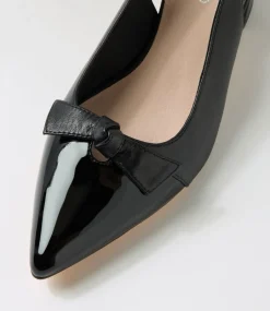Women TOP END Heels-Aymay Black Patent Leather Heels