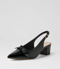 Women TOP END Heels-Aymay Black Patent Leather Heels