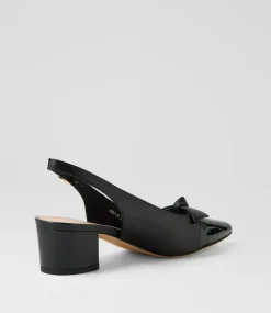 Women TOP END Heels-Aymay Black Patent Leather Heels