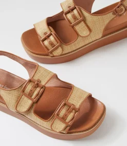 Women DIANA FERRARI Flats|Sandals-Babilon Natural Tan Woven Leather Sandals