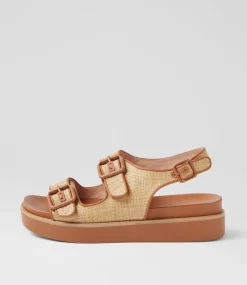 Women DIANA FERRARI Flats|Sandals-Babilon Natural Tan Woven Leather Sandals
