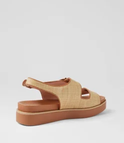 Women DIANA FERRARI Flats|Sandals-Babilon Natural Tan Woven Leather Sandals