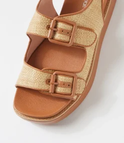 Women DIANA FERRARI Flats|Sandals-Babilon Natural Tan Woven Leather Sandals