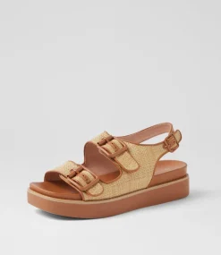 Women DIANA FERRARI Flats|Sandals-Babilon Natural Tan Woven Leather Sandals