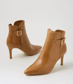 Women TOP END Boots-Badiela Tan Leather Ankle Boots