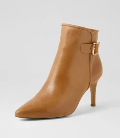 Women TOP END Boots-Badiela Tan Leather Ankle Boots