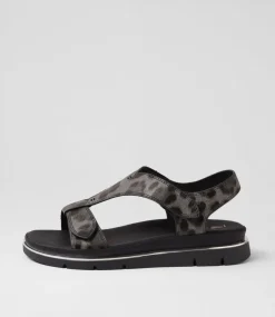Women I LOVE BILLY Flats|Sandals-Baer Pewter Leopard Sandals