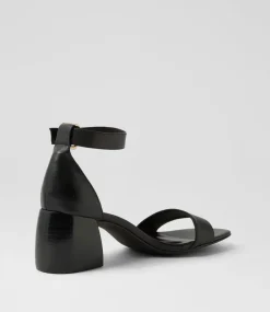 Women DIANA FERRARI Heels|Sandals-Bane Black Leather Sandals