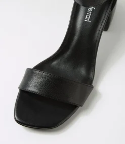 Women DIANA FERRARI Heels|Sandals-Bane Black Leather Sandals