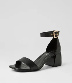 Women DIANA FERRARI Heels|Sandals-Bane Black Leather Sandals