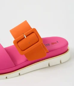 Women I LOVE BILLY Slides|Wedges-Barana Fuchsia Orange Slides