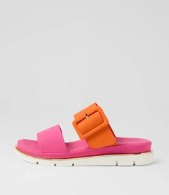 Women I LOVE BILLY Slides|Wedges-Barana Fuchsia Orange Slides