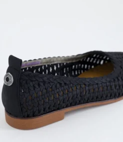 Women BLOWFISH Flats-Bardot Black Microsuede Flat Shoes