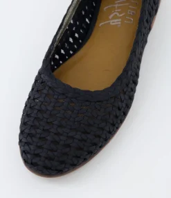 Women BLOWFISH Flats-Bardot Black Microsuede Flat Shoes