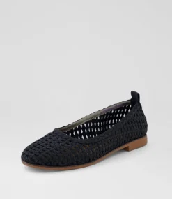 Women BLOWFISH Flats-Bardot Black Microsuede Flat Shoes