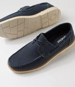 UNCUT Casuals-Barnaby Navy Lace Up Flats