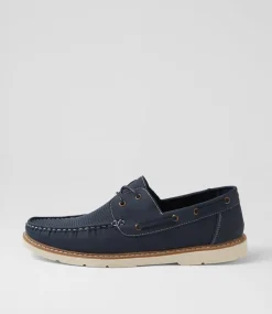 UNCUT Casuals-Barnaby Navy Lace Up Flats