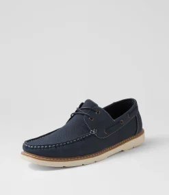 UNCUT Casuals-Barnaby Navy Lace Up Flats