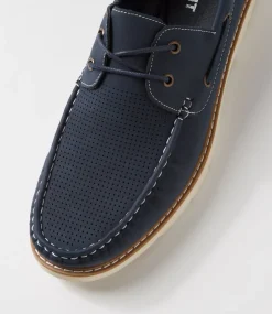UNCUT Casuals-Barnaby Navy Lace Up Flats