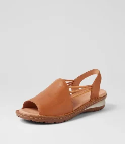 Women SUPERSOFT Comfort|Wedges-Barrina Dark Tan Gum Sole Leather Sandals
