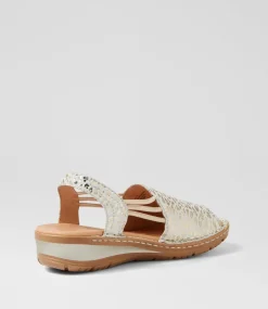 Women SUPERSOFT Comfort|Wedges-Barrina Gold Leopard Shine Leather Sandals