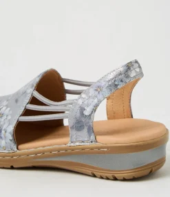 Women SUPERSOFT Comfort|Wedges-Barrina Grey Bloom Gum Leather Sandals