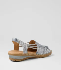 Women SUPERSOFT Comfort|Wedges-Barrina Grey Bloom Gum Leather Sandals