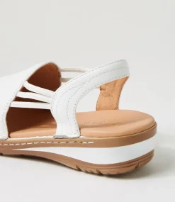 Women SUPERSOFT Comfort|Wedges-Barrina White Gum Leather Sandals